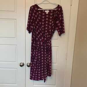 Motherhood Maternity Purple Geometric Midi Dress